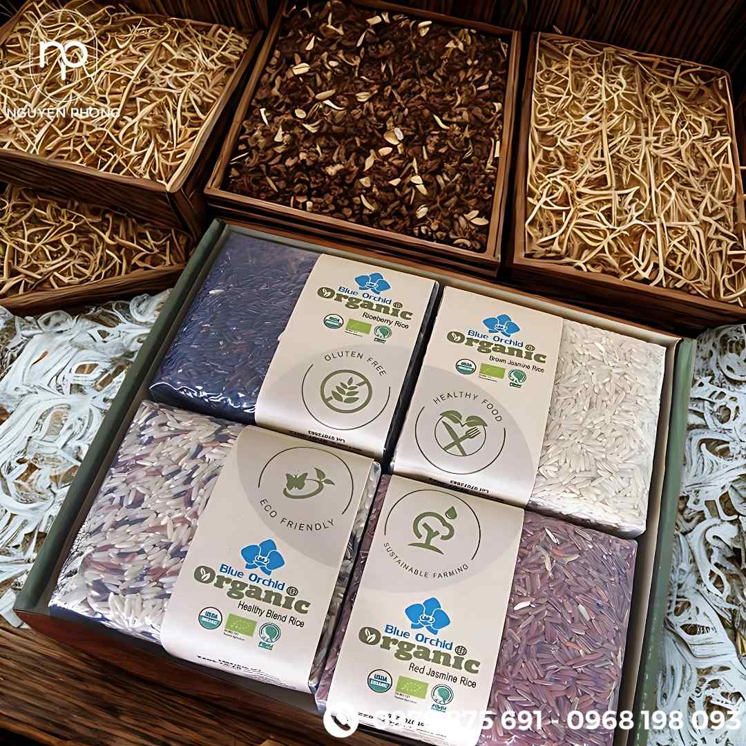 Mẫu tem gạo lứt giấy kraft